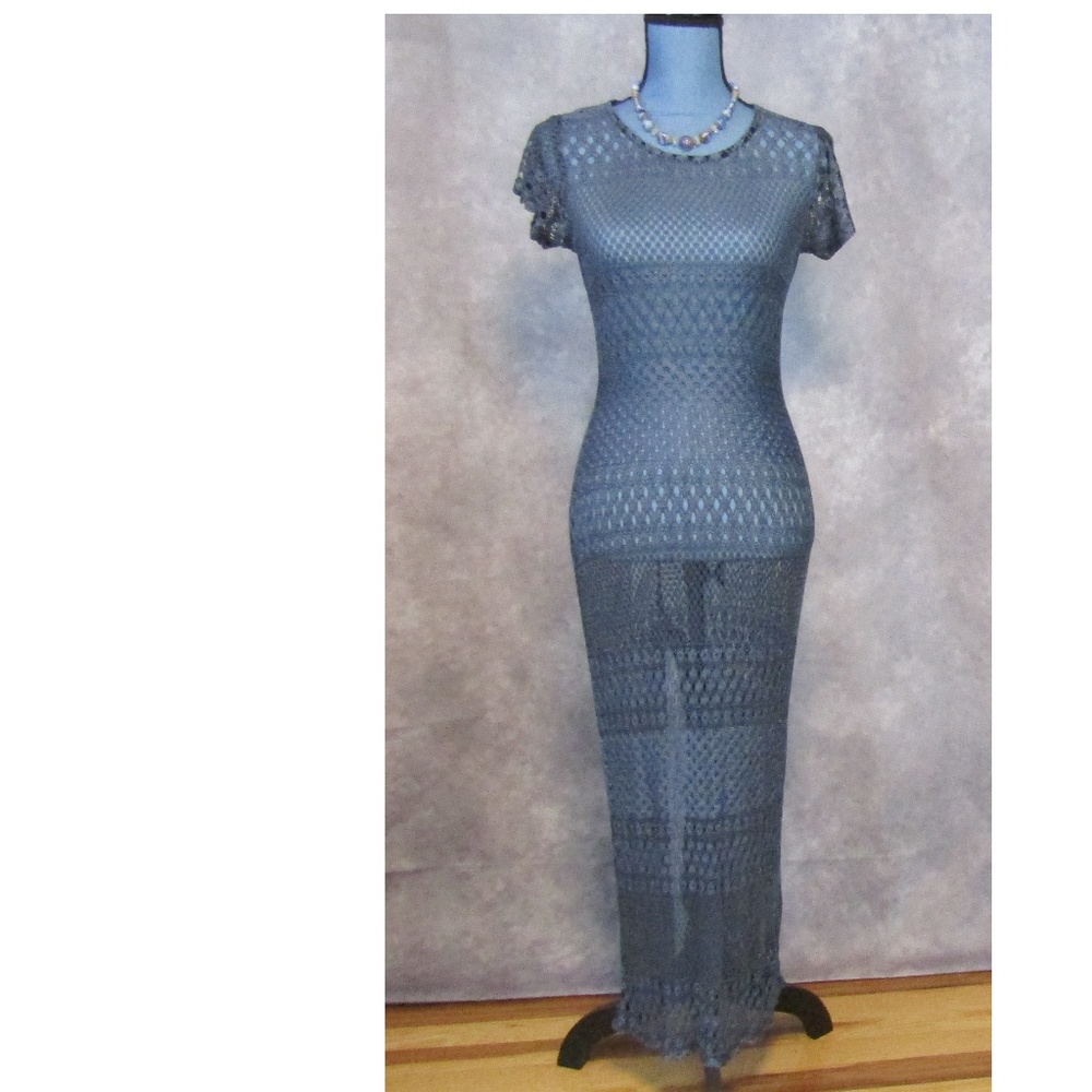 Hourglass Blue Crochet Mesh Dress Size M